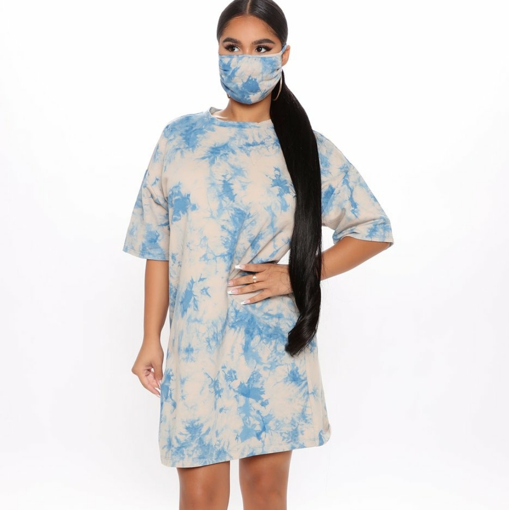 Fashion Nova tie Dye Dress With Mask